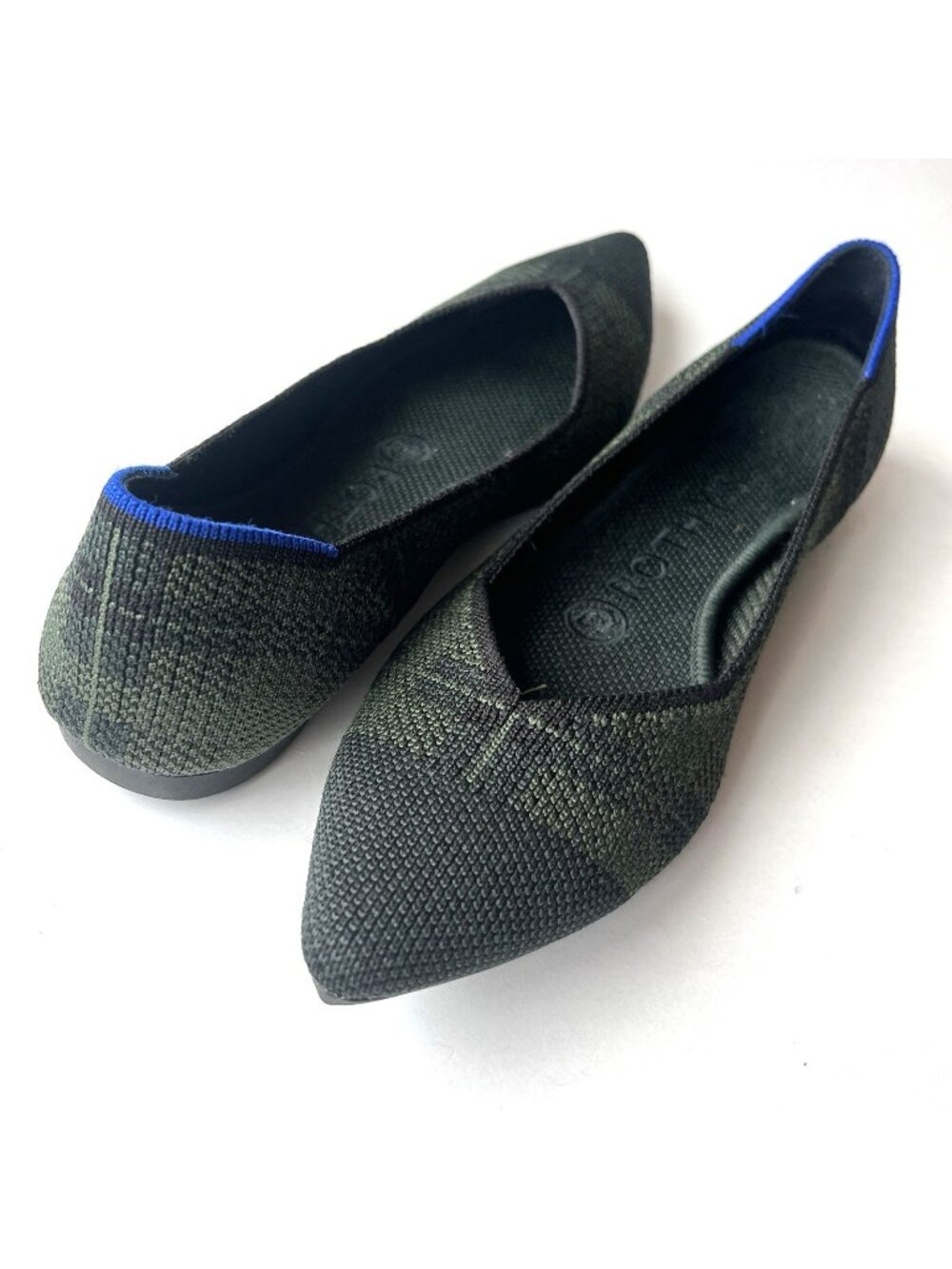 Rothy’s The Point Ballet Flats Retired Racer Green Check Plaid Size 6 Recycled